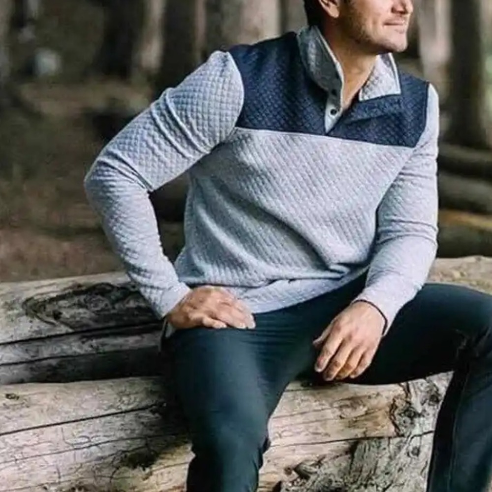Zyia Men's gray canyon quilted button pullover